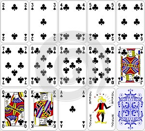 Poker cards club set four color classic design