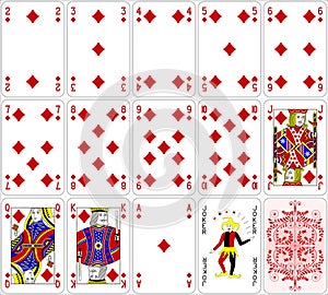 Poker cards diamond set four color classic design