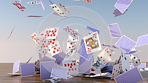 Poker cards falling