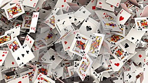 Poker cards falling