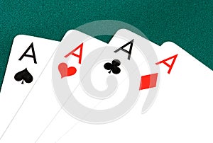 Poker cards of four aces