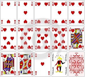 Poker cards heart set four color classic design