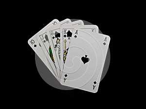 Poker cards isolated on black