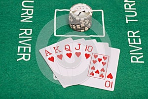 Poker cards, royal flush and casino
