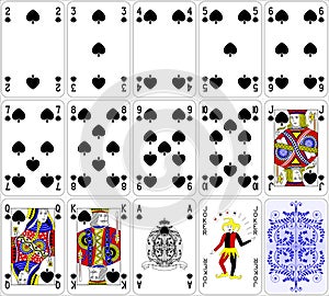 Poker cards spade set four color classic design