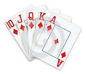 Poker cards Straight Flush Diamonds hand - isolated