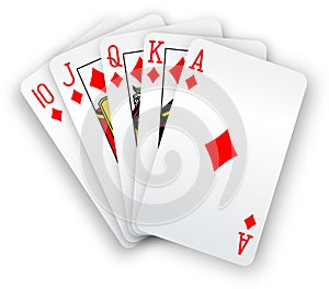 Poker cards Straight Flush Diamonds hand photo