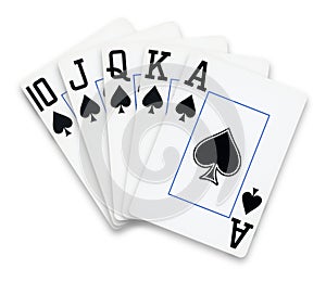 Poker cards Straight Flush spades hand - isolated