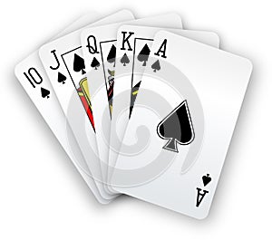Poker cards Straight Flush spades hand photo