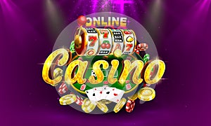 Poker casino online coin, cash machine play now. Vector