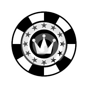 Poker chip silhouette with crown symbol