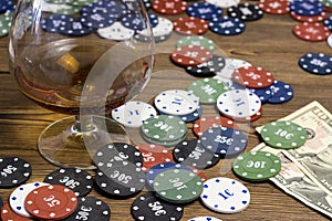 Poker chips card alcohol and gambling playing