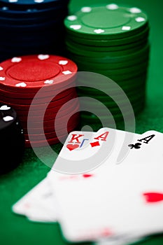 Poker chips and cards