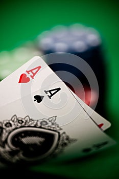 Poker chips and cards photo