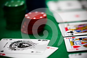 Poker chips and cards