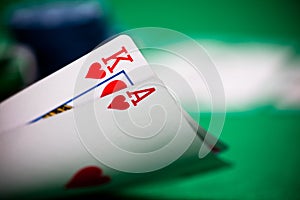 Poker chips and cards photo