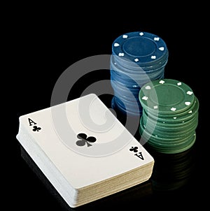 Poker chips with cards