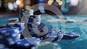 The poker chips and cards.AI generated image