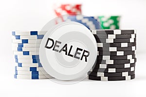 Poker chips and dealer button
