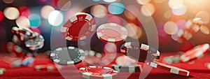 poker chips fall on the poker table