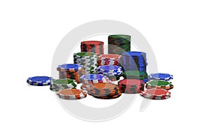 Poker chips isolated on a white background.