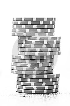 Poker chips, money and gamble