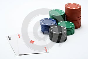 Poker Chips And A Pair Of Aces