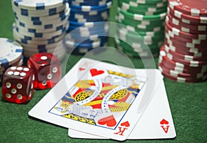 Poker chips Playing cards Dice