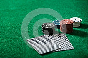 Poker chips on a poker table