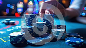 The poker chips stack. AI generated