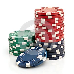 Poker Chips Stack Isolated on White Background