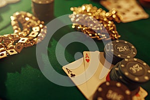 Poker concept, money bet, cards and chips, casino