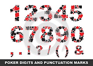 Poker digits and punctuation marks