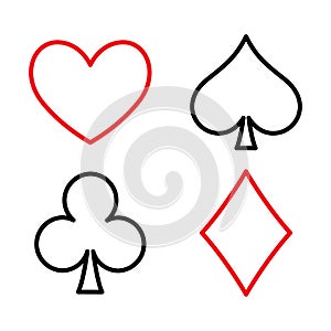 Poker flat icon card suites game and sign symbol logo illustration design