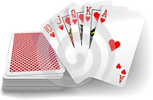 Poker Flush Hearts Cards Deck