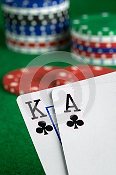 A poker hand of ace king of spades