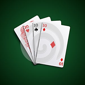 Poker hand cards three of a kind combination template