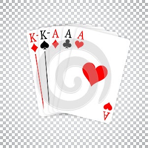 A Poker Hand Full House three Aces and pair of Kings playing cards
