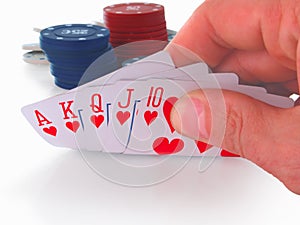 Poker hand, royal flush.