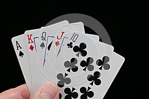 Poker hand with straight.