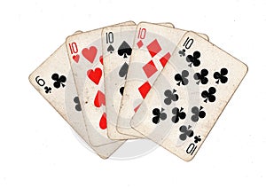 A poker hand of vintage playing cards.