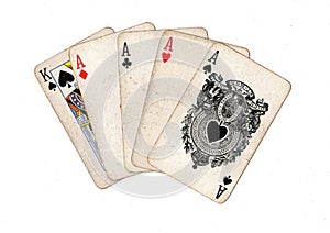 A poker hand of vintage playing cards.