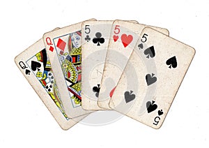 A poker hand of vintage playing cards.