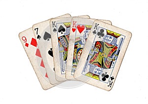 A poker hand of vintage playing cards.