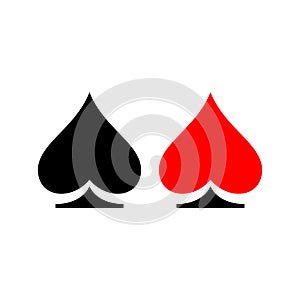 Poker icon. Poker logo template. Casino gambling sign playing cards, casino, gaming chips and red lucky symbol