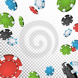 Poker Jackpot Winner Background Vector. Falling Explosion Casino Chips Illustration. For Online Casino, Card Games