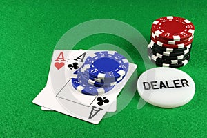 Poker - A Pair of Aces with Poker Chips 4