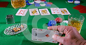 Poker player with a good hand