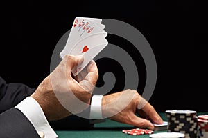 Poker player winning hand of cards royal flush