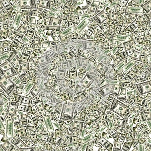 Poker prints us dollar. American money, isolated on white cash. Flying hundred dollars isolated on white background